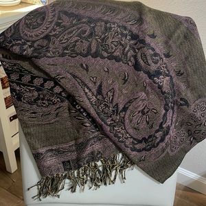 Purple and Green Woven Shawl Scarf